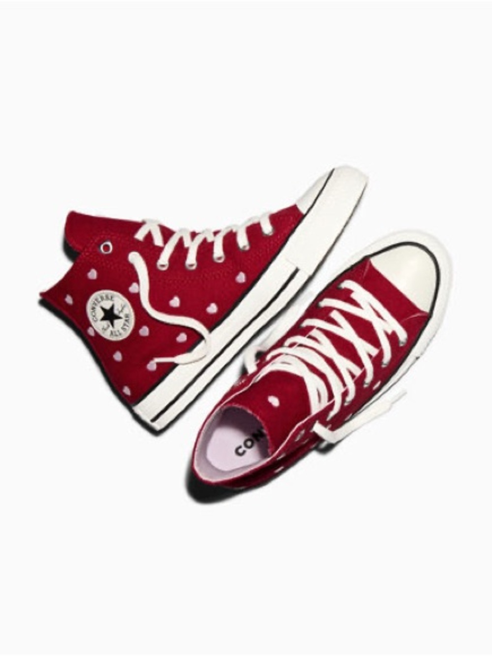 Converse Chuck Taylor All Star High Top Shoes Hearts Red Sneaker Youth Size 5.5 - Picture 4 of 12